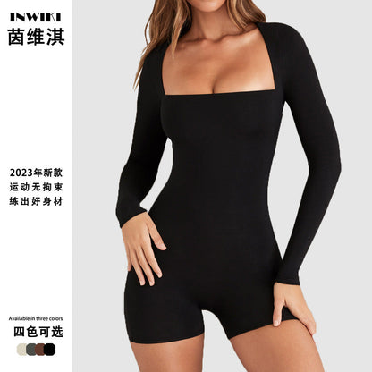 Mono deportivo ajustado de una pieza de manga larga para yoga y ballet