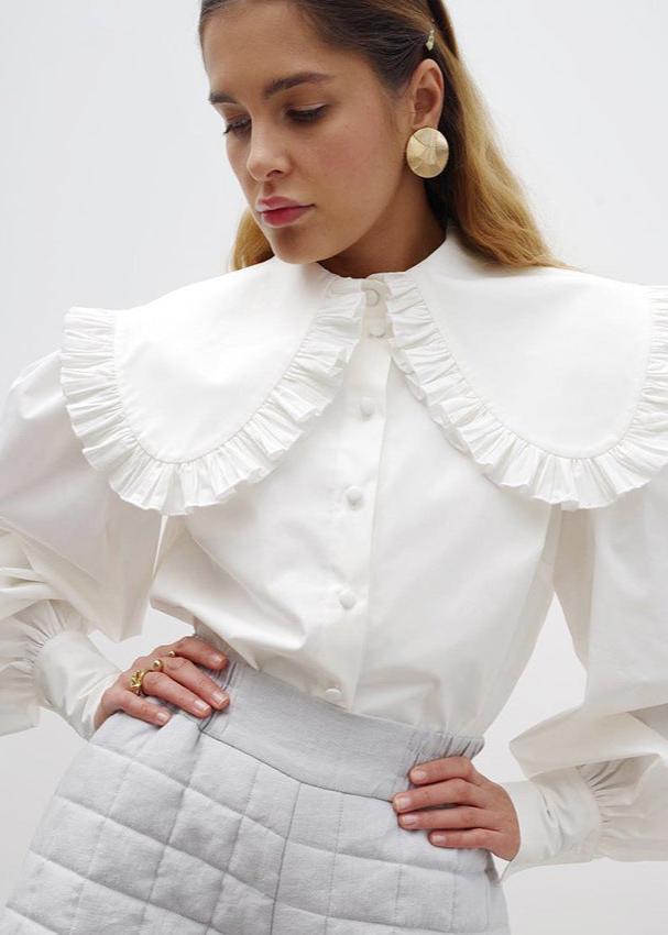 Victorian Elegance Ruffled Collar Blouse