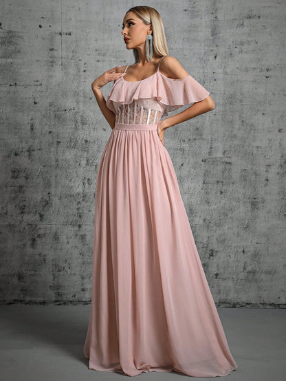 Vestido de noche con tirantes, camisola, ajustado, para dama de honor, hermanas, fiesta, sin espalda, elegante, para fiesta anual, vestido de noche