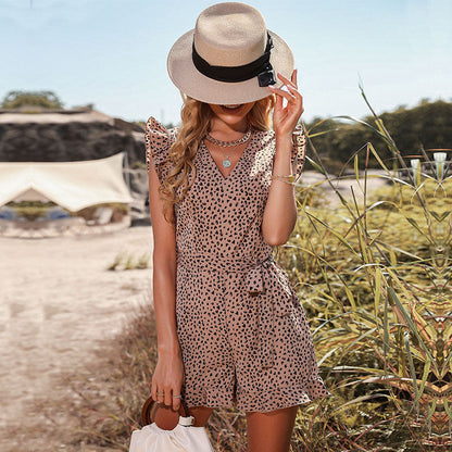 Nuevo mono ajustado con estampado de leopardo de verano