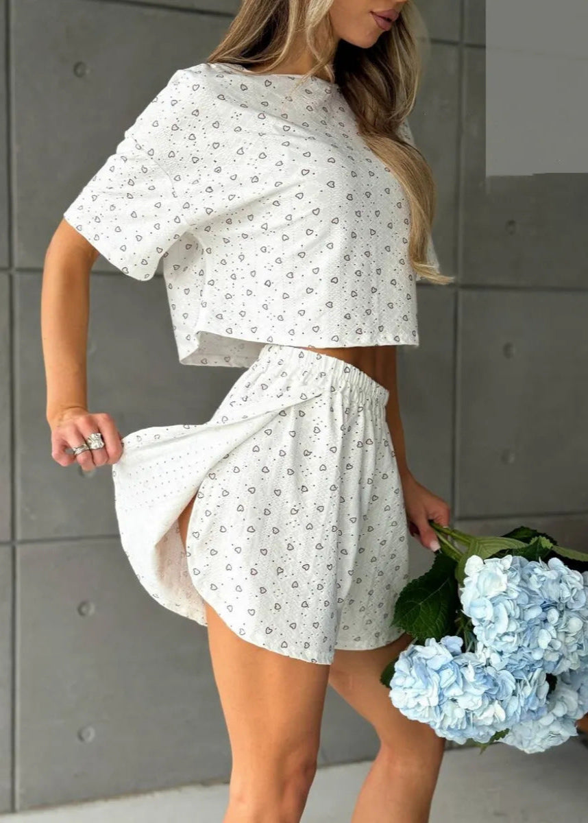 Sweet Tempo - Printed Crop Top & Flow Shorts Set
