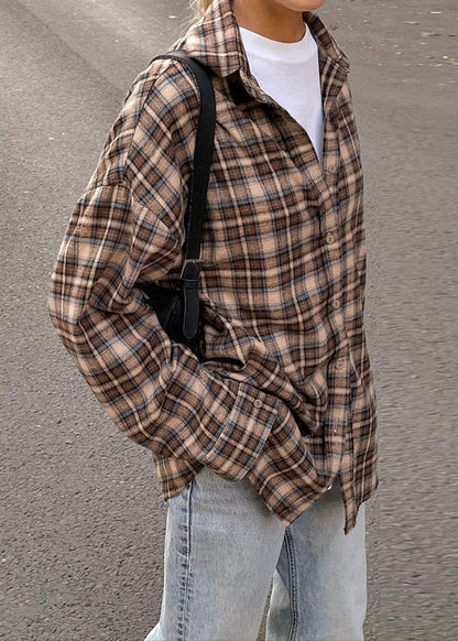 Oversized Plaid Button-Up Shirt
