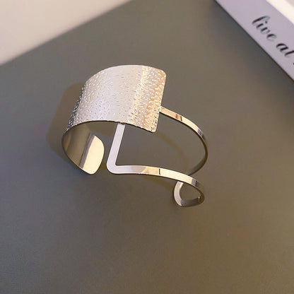 Sculpted Geo Cuff - Textured Gold Open Bracelet