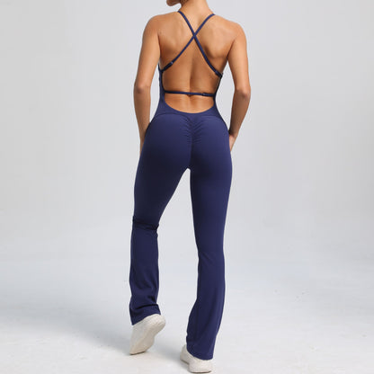 Adjustable Shoulder Strap Beauty Back One Piece Peach Hip Sports Fitness Clothes Micro Pull Yoga Jumpsuit Jumpsuit