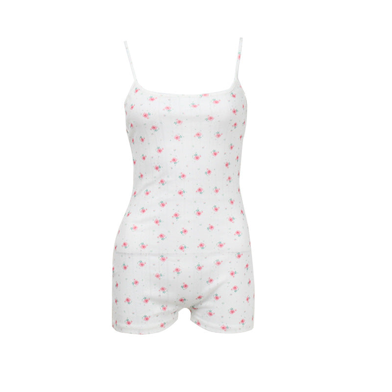 Mono sexy con tirantes y espalda descubierta para mujer, con cordones y estampado floral