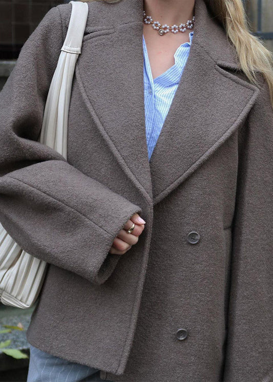 Mocha Aura - Relaxed Wool-Blend Coat