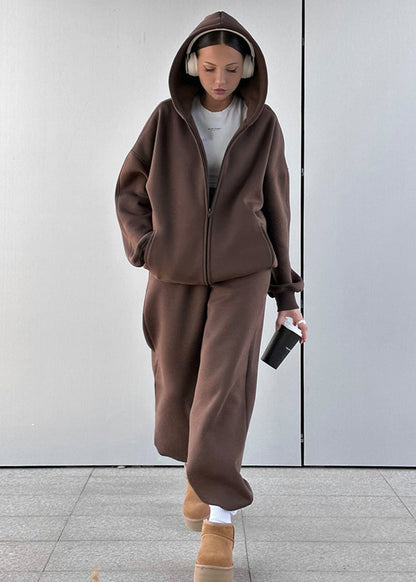 Urban Edge - Oversized Zip Hoodie & Sweatpants Set