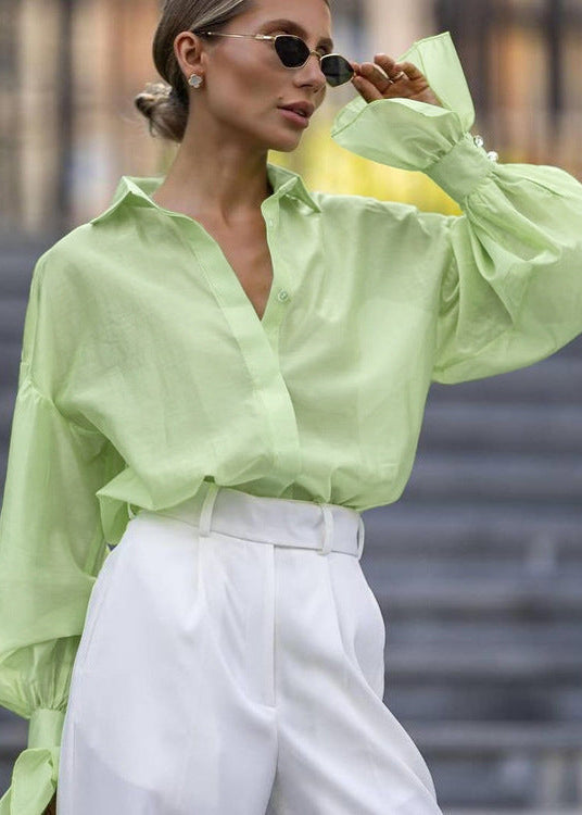 Amélie - Sheer Oversized Button-Up Shirt