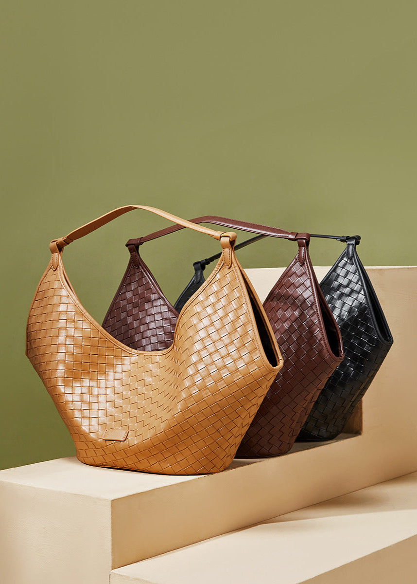 Woven Leather Shoulder Hobo Bag – Soft Cowhide Handbag for Women