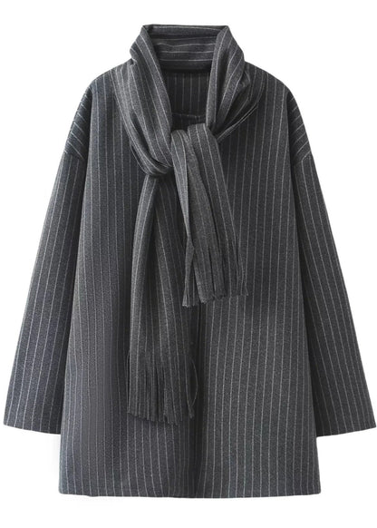 Milan - Pinstripe Scarf Coat