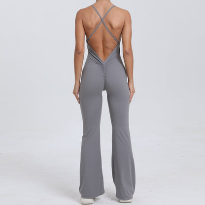 Adjustable Shoulder Strap Horn Yoga Jumpsuit Sports Fitness Hollow Out Cutout Hip Lifting Yoga Jumpsuit