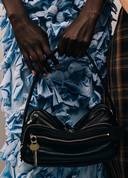 Zip Accent Crescent Bag