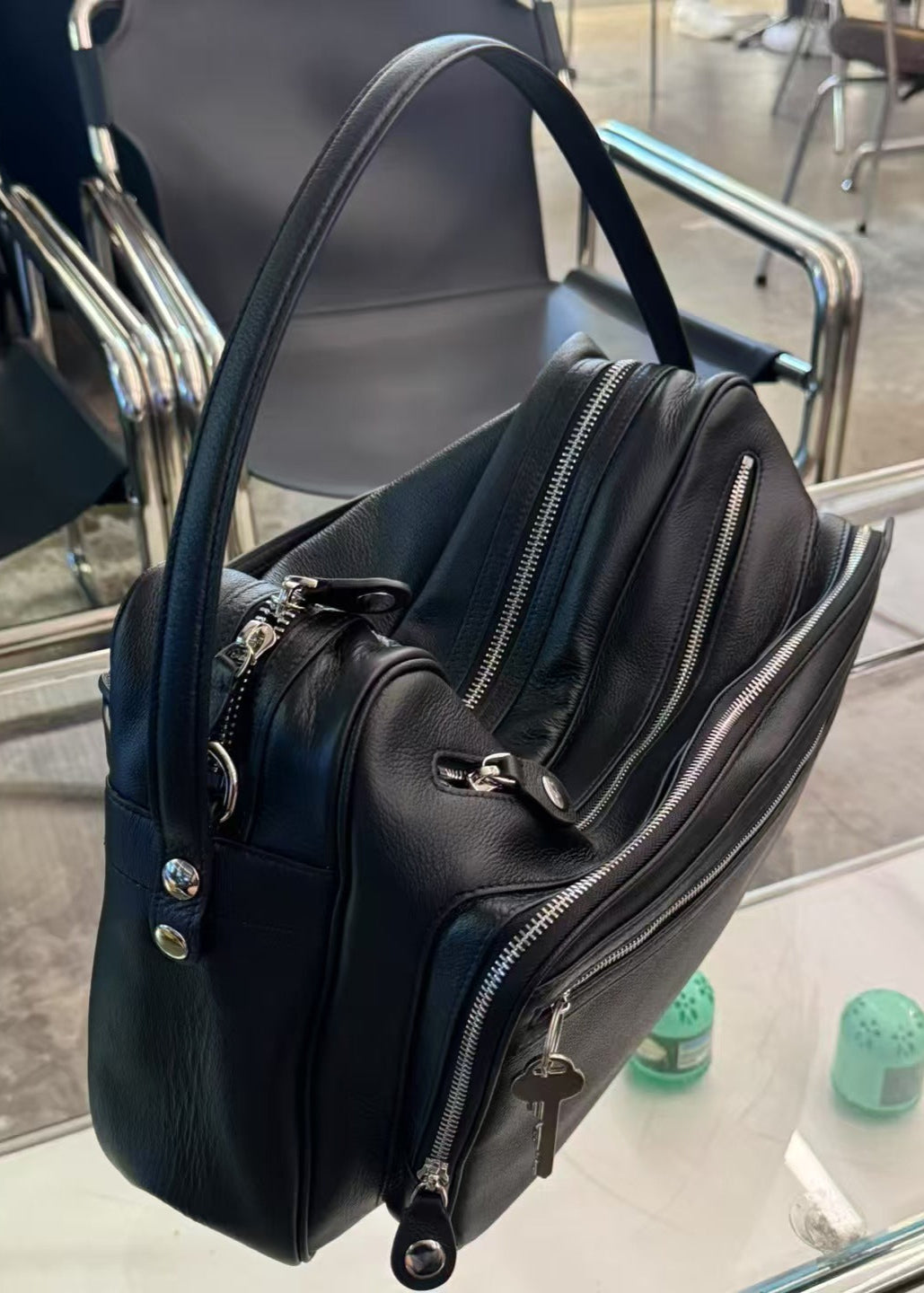 Zip Accent Crescent Bag