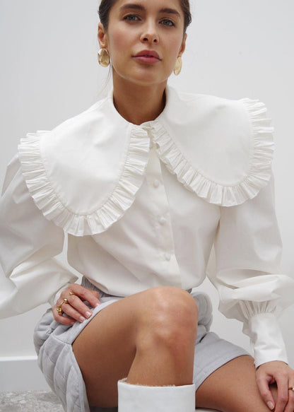 Victorian Elegance Ruffled Collar Blouse