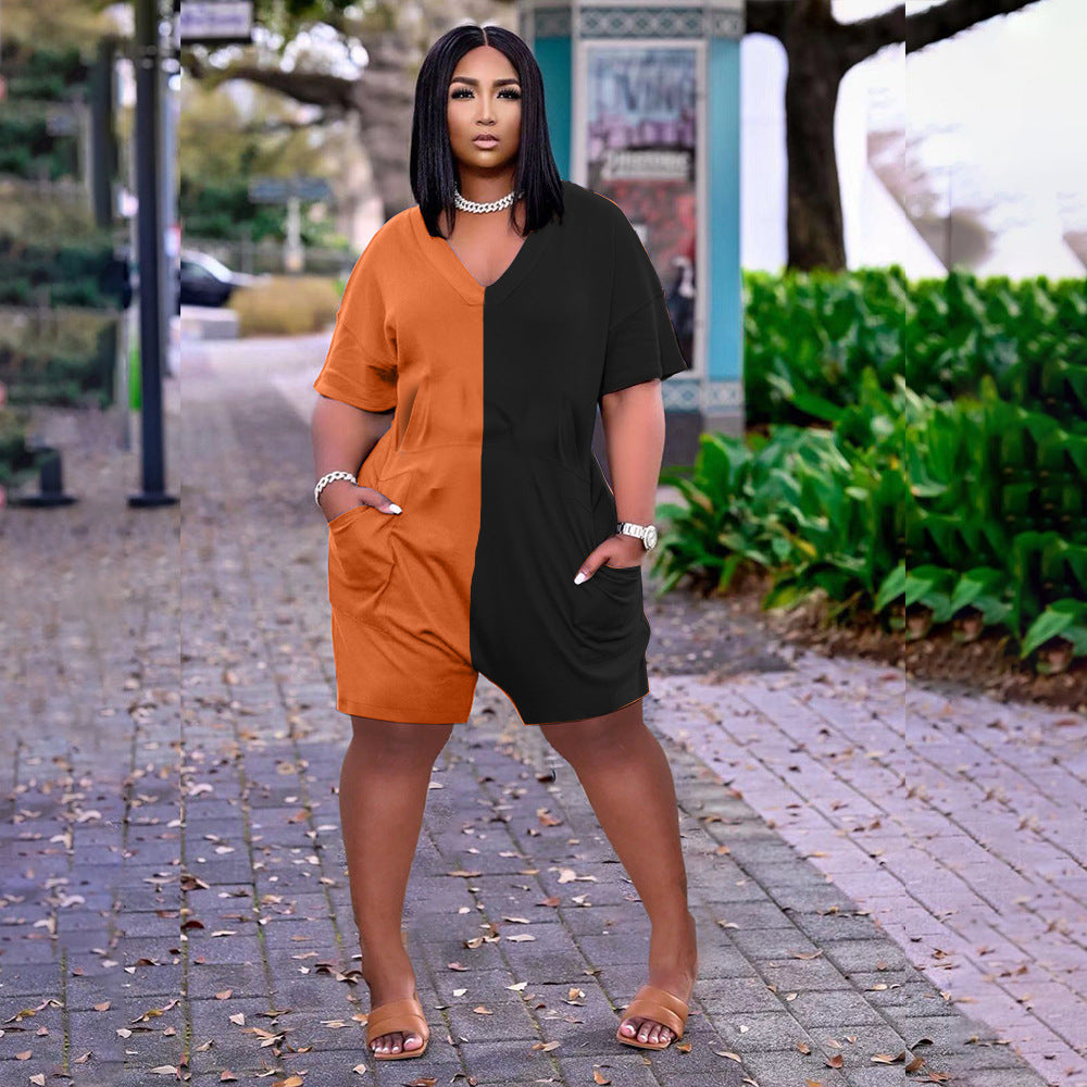 Mono informal de verano holgado con contraste de colores