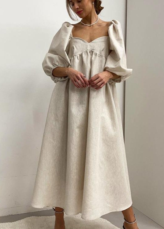 Isla Linen Puff Sleeve Maxi Dress