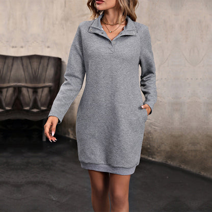 Autumn Women Wear Long Sleeve Solid Color Hoodie Dress