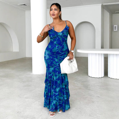 2025 Sexy Dress Sling Cake Lace Slim Fit Maxi Dress Women