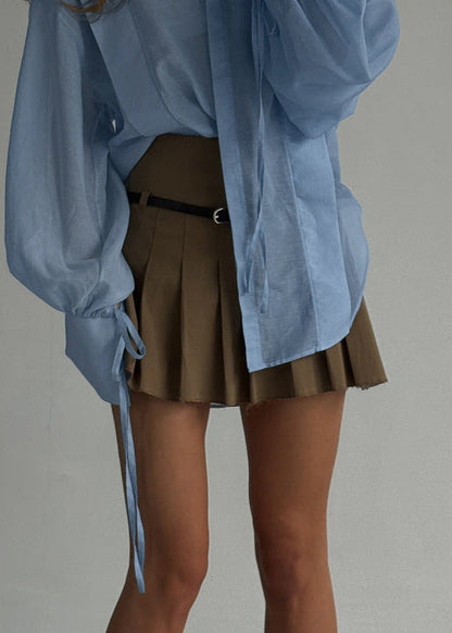 Rosette – Oversized Shirt with Ribbon-Tie Puff Sleeves