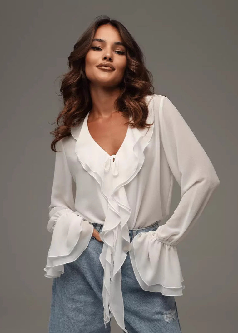 Seraphina - Ruffled Chiffon Blouse