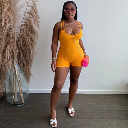 Mono deportivo ajustado con tirantes para mujer, mono de verano