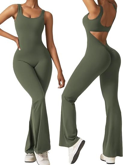 Women Sleeveless Flared Jumpsuit Sexy Backless Vest Tight Hip Lifting Yoga Jumpsuit