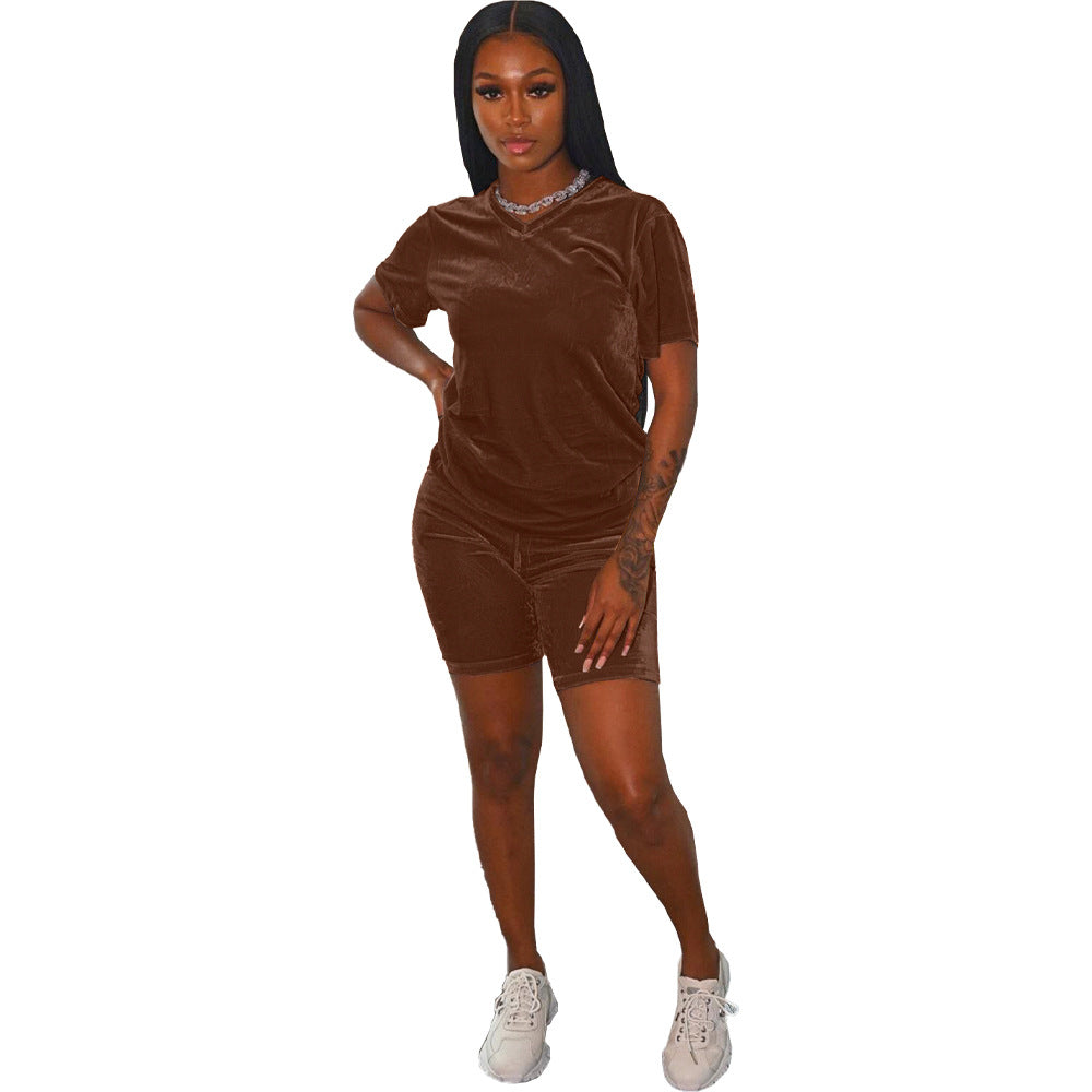 Ropa de mujer, conjunto de dos piezas de terciopelo, informal, para mujer