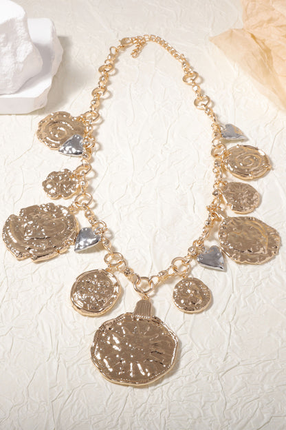 Asymmetrical Badge Heart Necklace