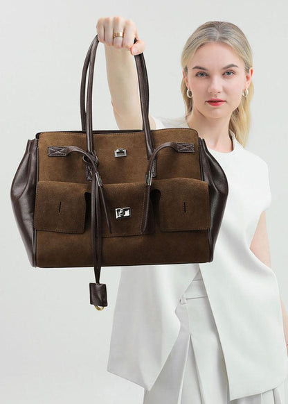 Vintage Leather Suede Tote Bag