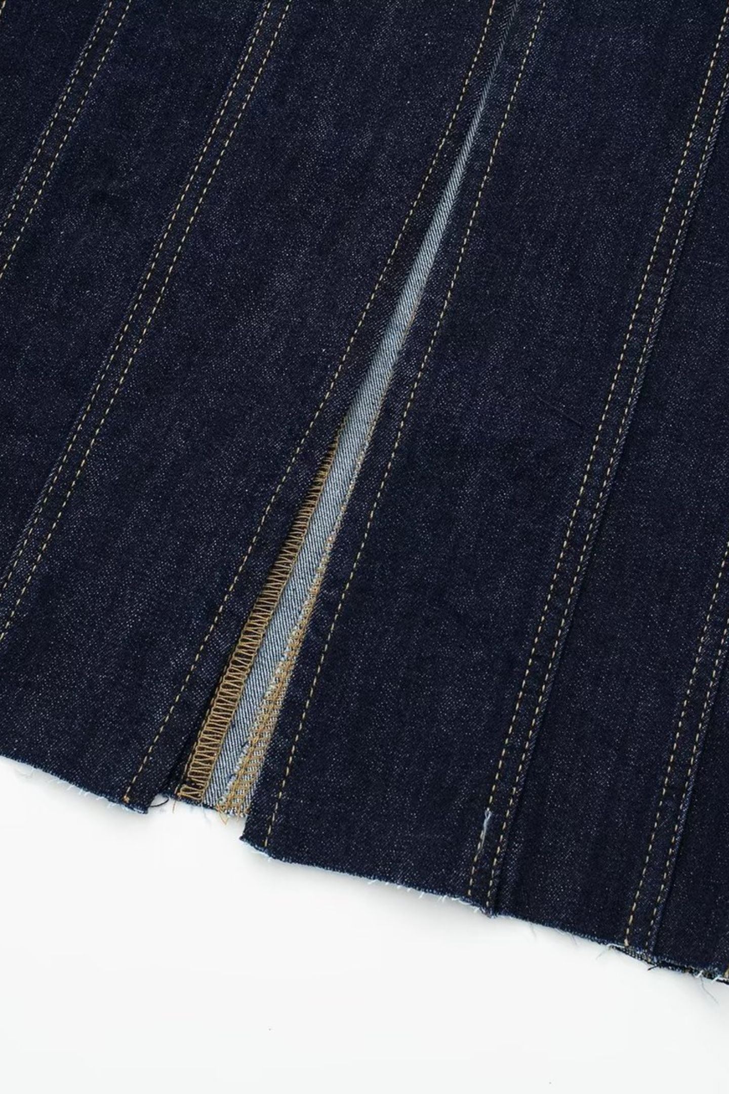 Arlene Strapless Back Slit Denim Maxi Dress