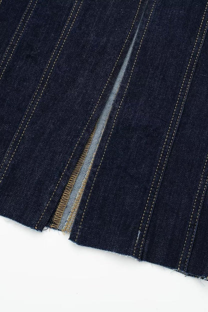 Arlene Strapless Back Slit Denim Maxi Dress