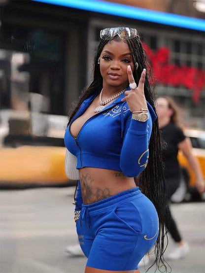 Conjunto de dos piezas para mujer, cárdigan corto básico con cremallera y estampado de calavera y corazón de Brand Street, pantalones rectos de cintura alta