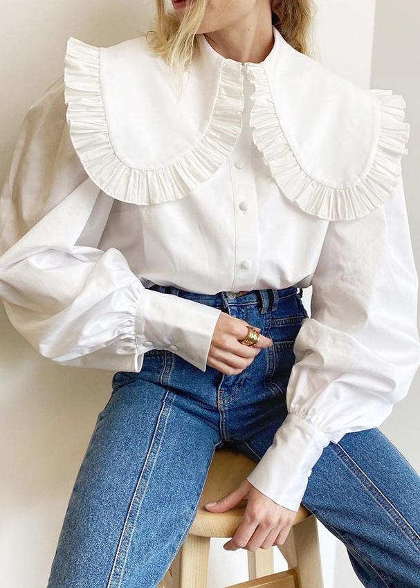 Victorian Elegance Ruffled Collar Blouse