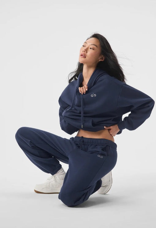 Autumn Winter Sports Hoodie 3D Emboridery Label Loose Women Warm Hoodie Sets