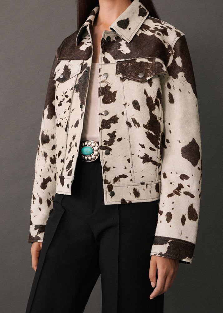 Wild West - Cow Print Faux Fur Jacket
