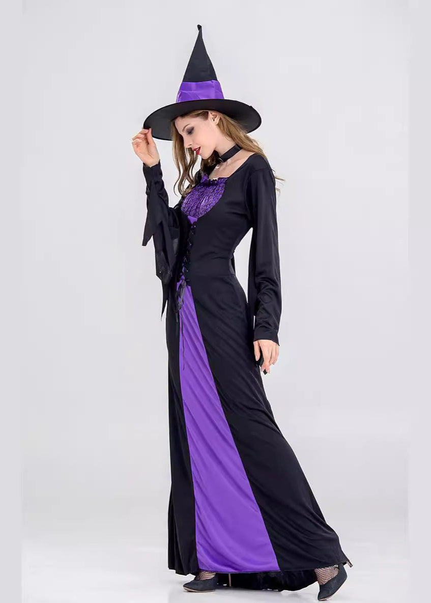 Mystic Charm - Women’s Black and Purple Witch Costume with Hat