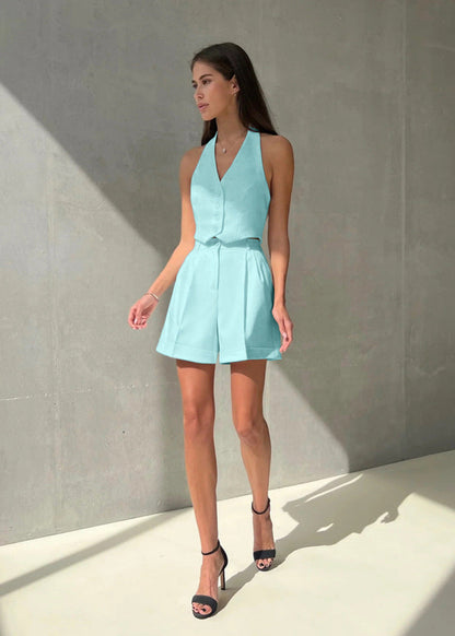 Sierra – Tailored Halter Vest & Shorts Set