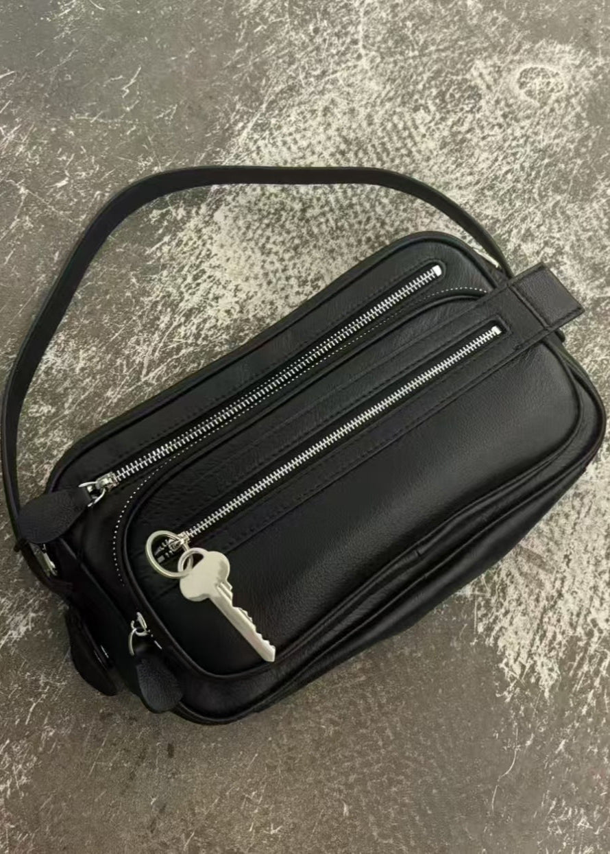 Zip Accent Crescent Bag