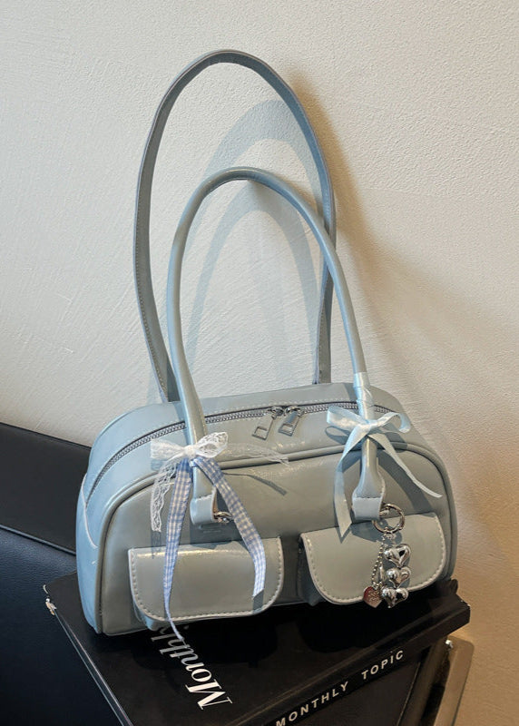 Violetta – Patent Shoulder Bag with Double Pocket & Ribbon Charms