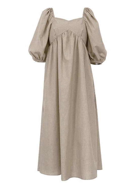 Isla Linen Puff Sleeve Maxi Dress