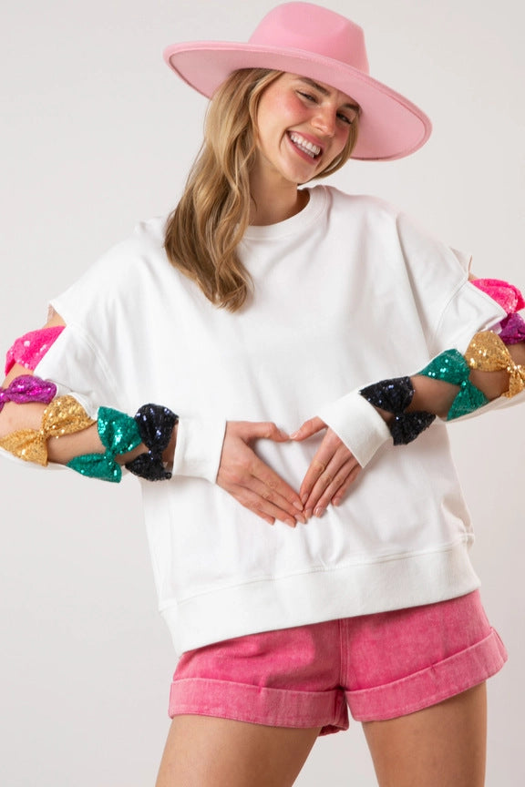 Sudadera de manga larga con lazo de verano que combina con todo para mujer