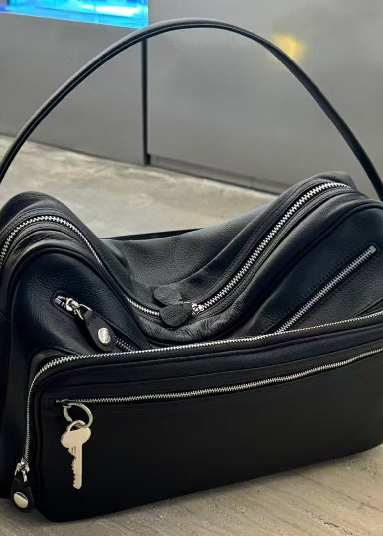 Zip Accent Crescent Bag