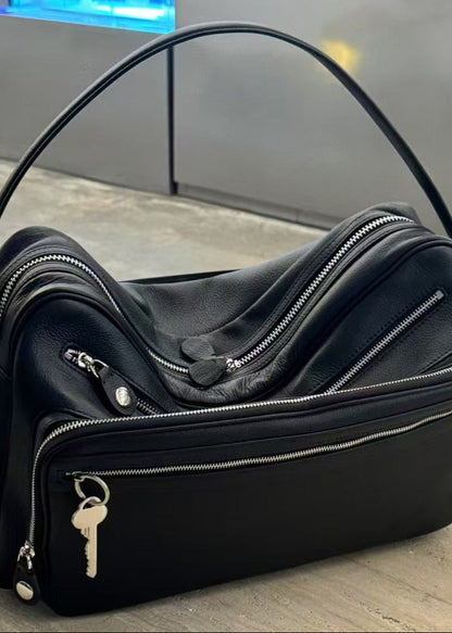 Zip Accent Crescent Bag