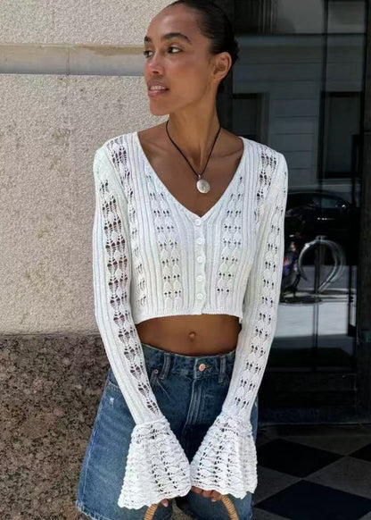 Lyla - Open Knit Cropped Cardigan
