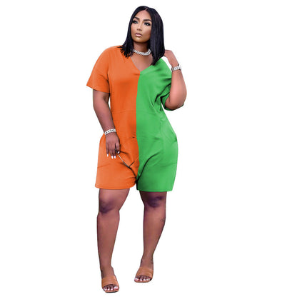 Mono informal de verano holgado con contraste de colores