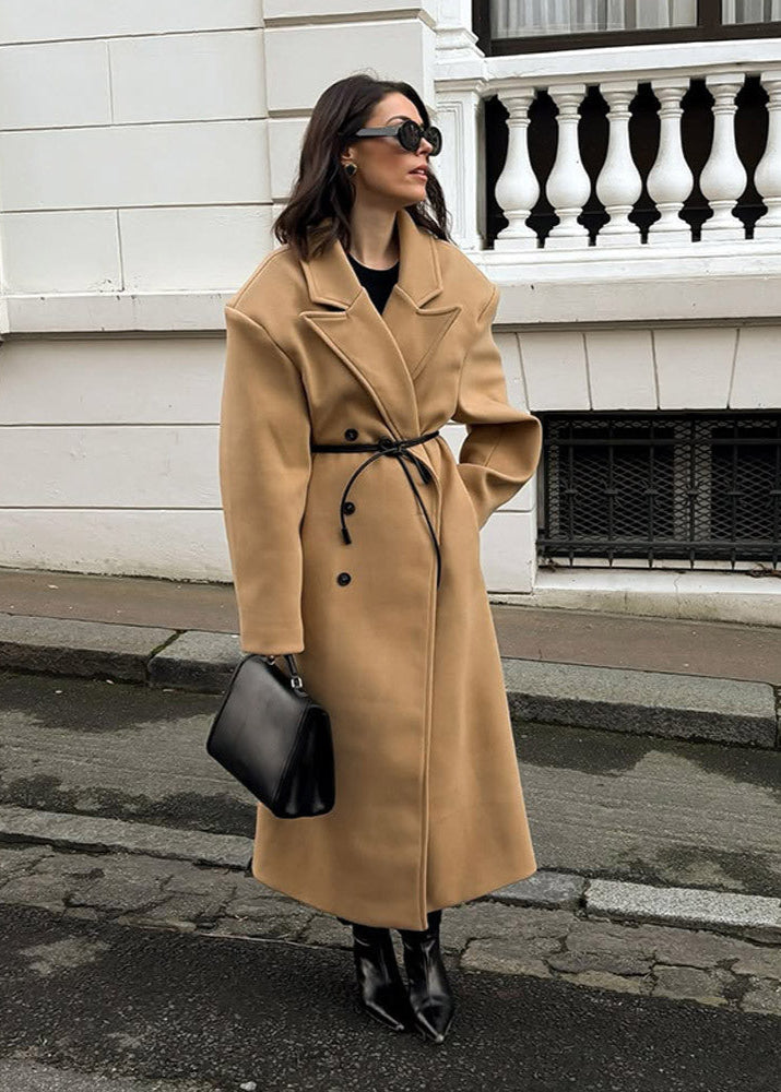 Camel Poise - Oversized Wool-Blend Coat