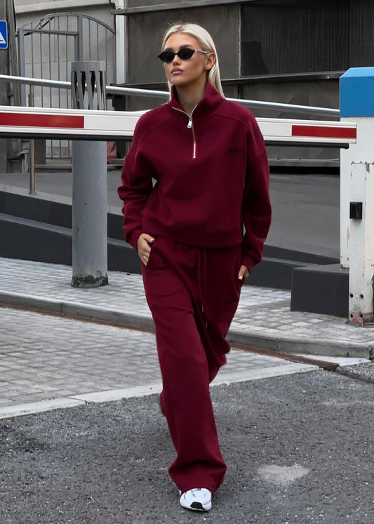 California Style Zipper Sweatshirt and Joggers Set