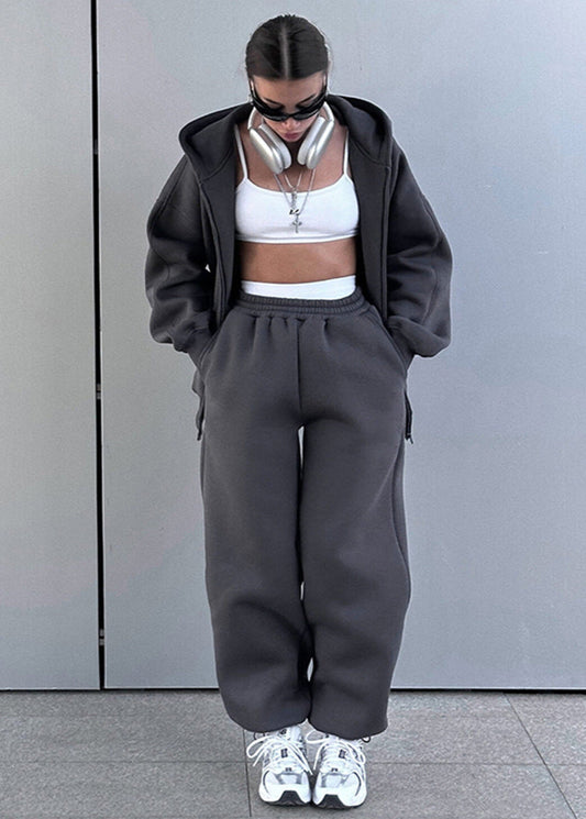 Urban Edge - Oversized Zip Hoodie & Sweatpants Set