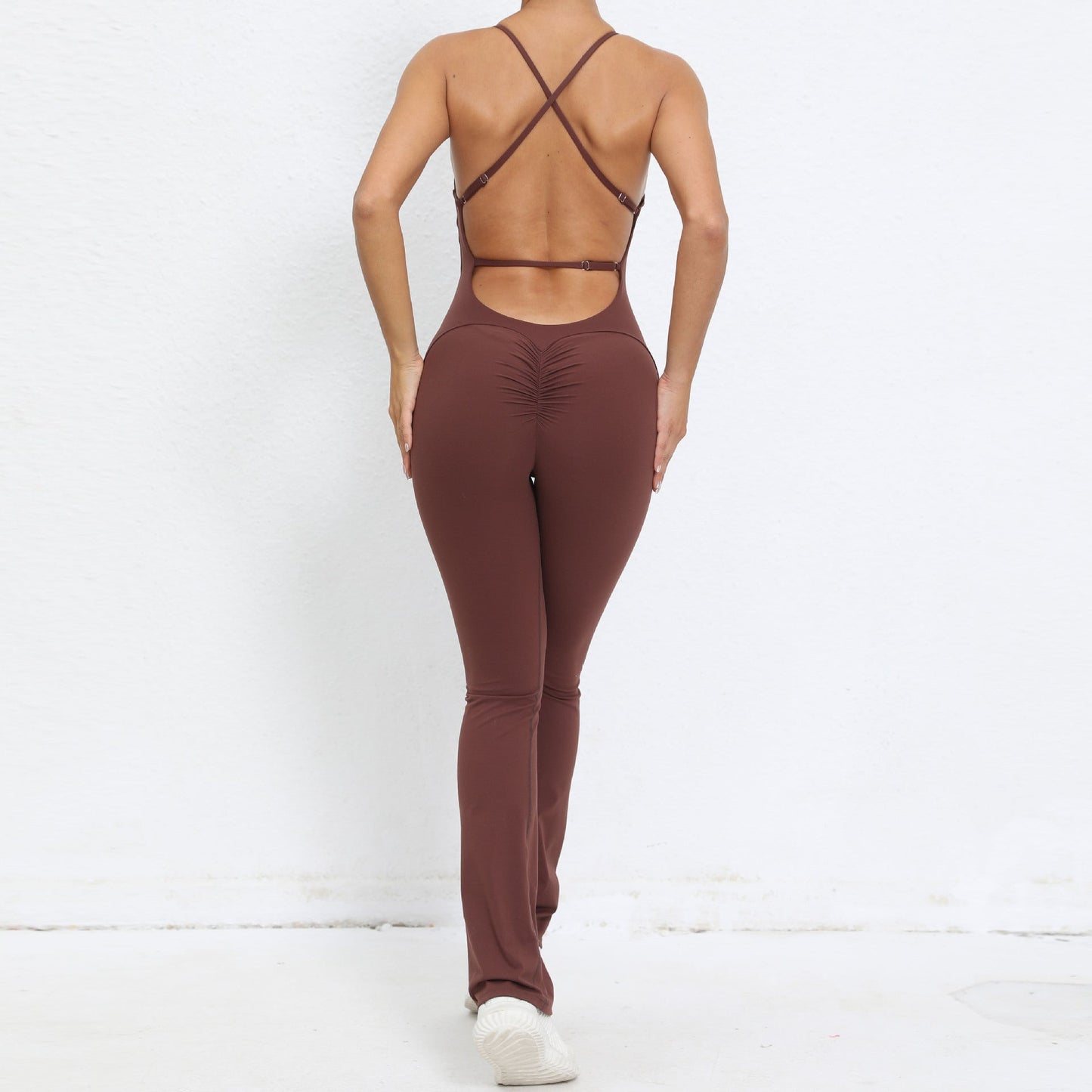 Adjustable Shoulder Strap Beauty Back One Piece Peach Hip Sports Fitness Clothes Micro Pull Yoga Jumpsuit Jumpsuit