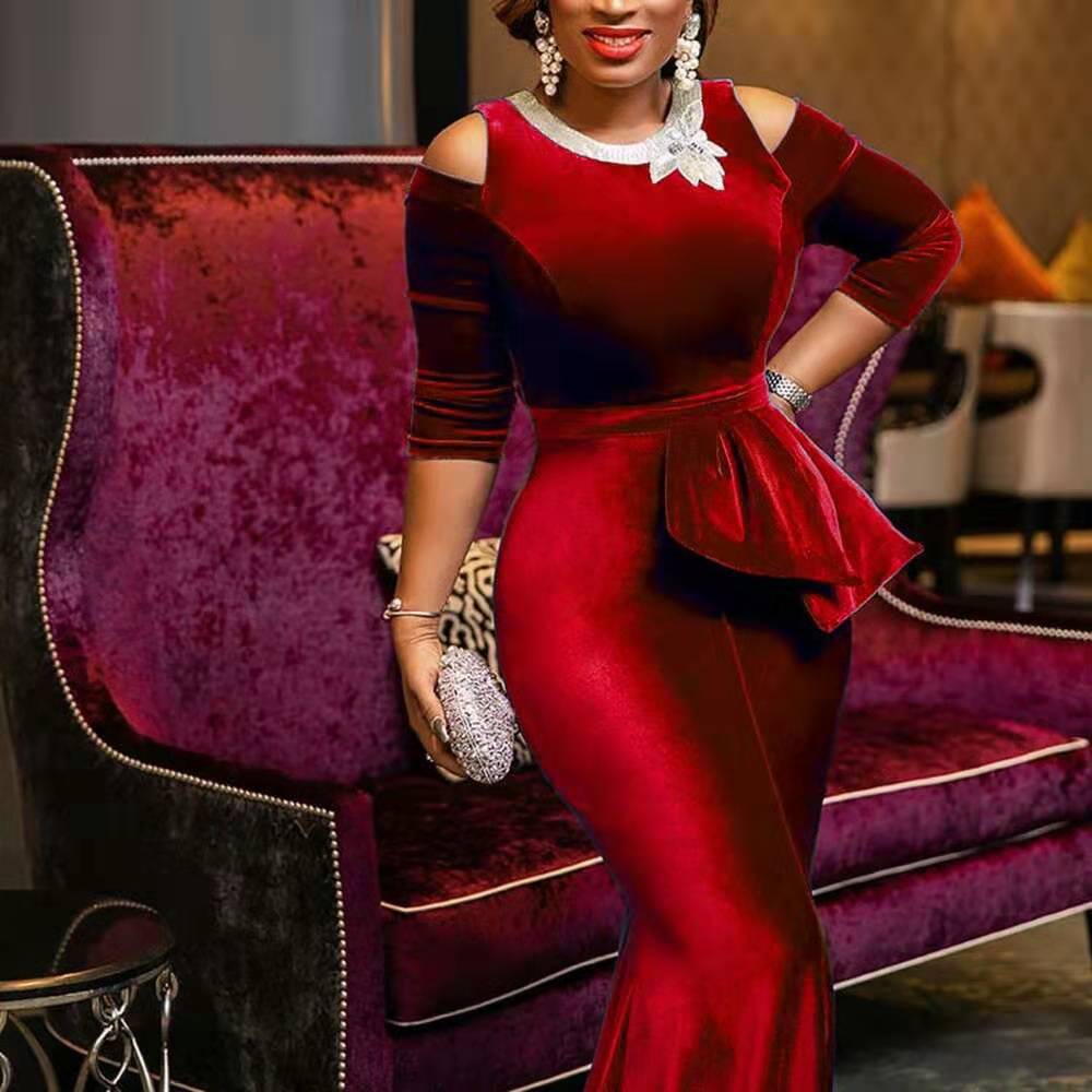 Women Clothing Spring Summer Slim Fit Off Shoulder Evening Dress